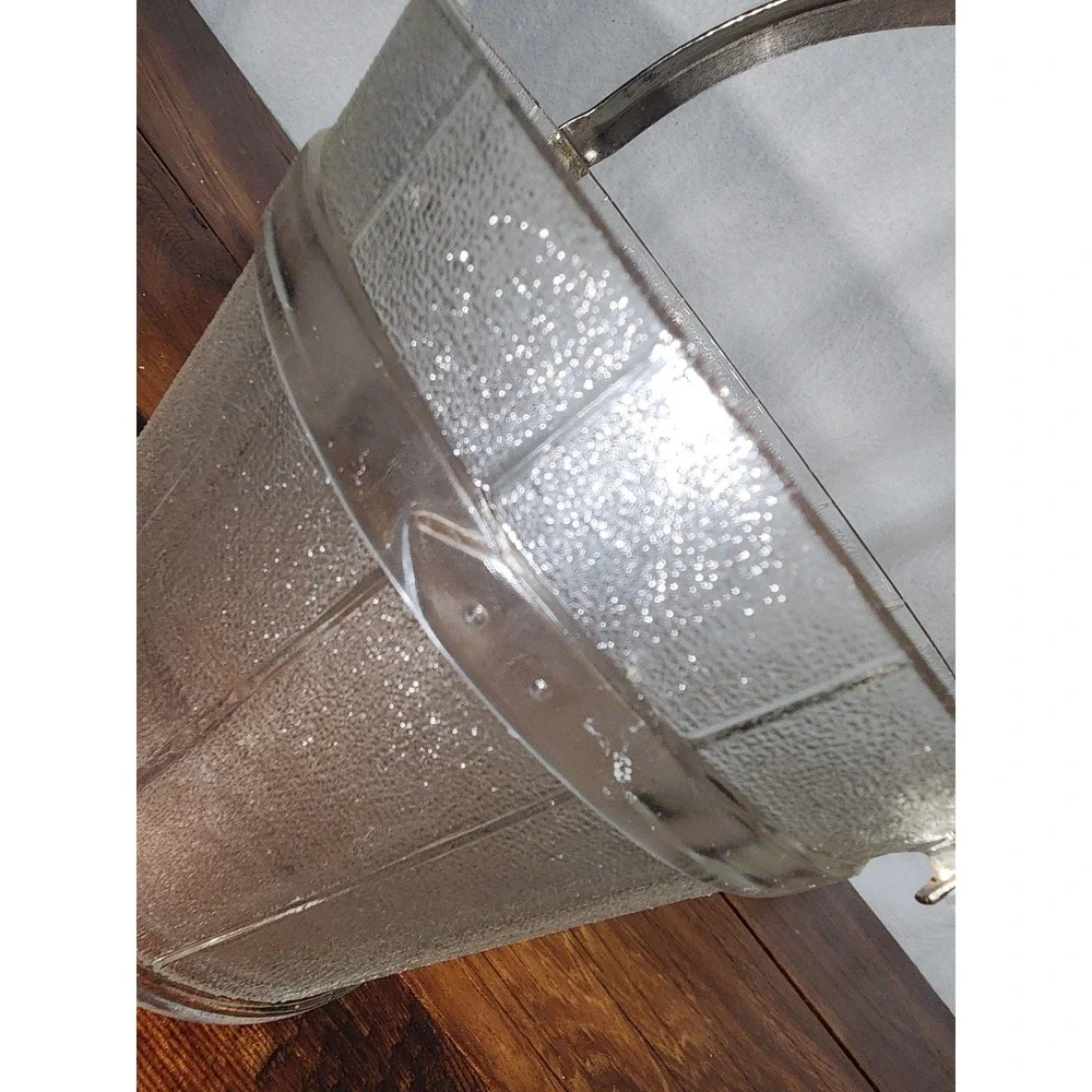 Glass Ice‎ Bucket Vintage Silver Handle Candy Dish